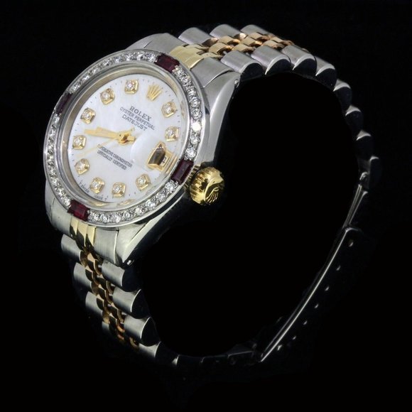 Rolex Ladies Datejust Oyster Stainless Gold Diamond Ruby Dial Bezel Watch main image 5